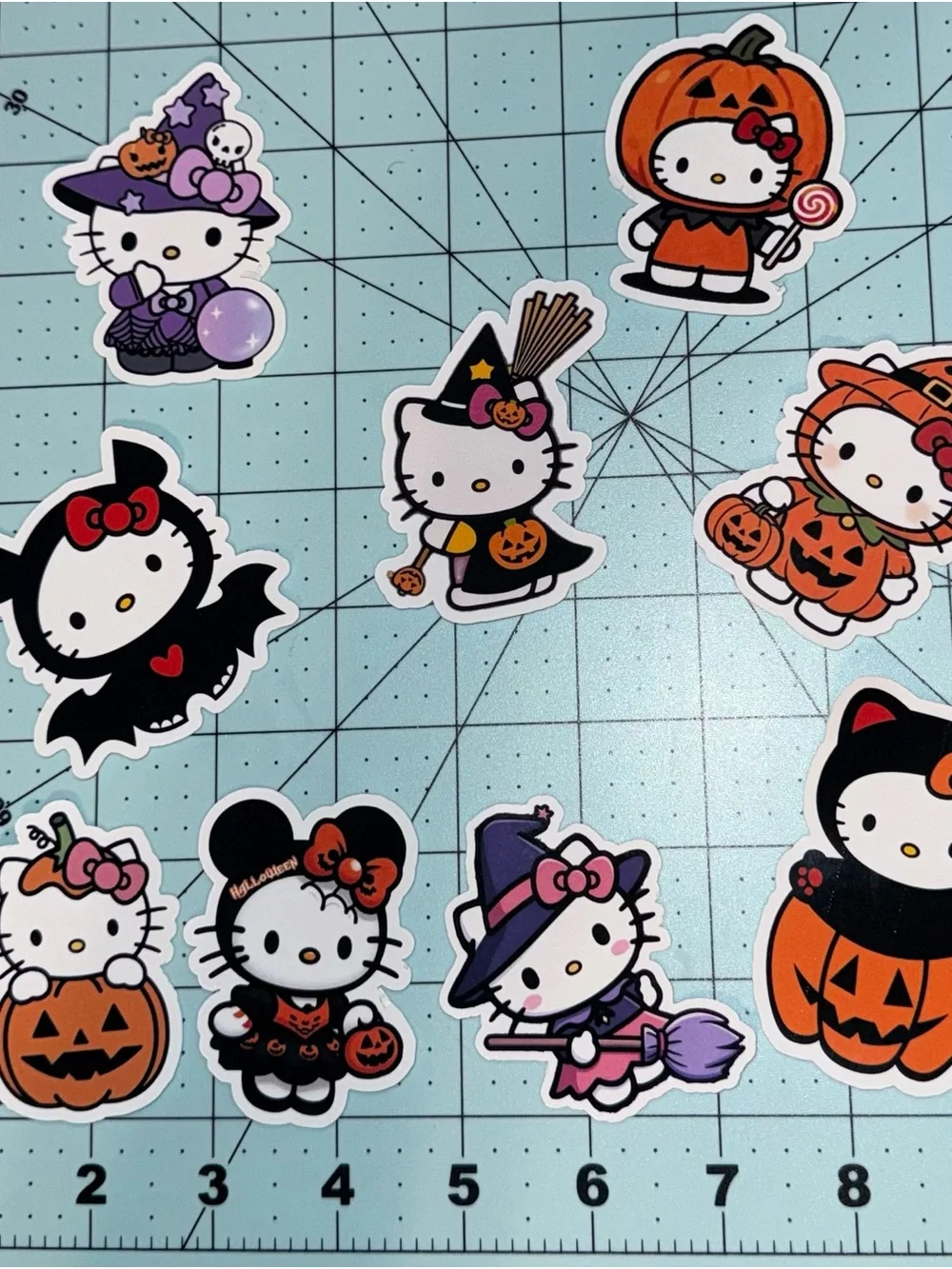 Hello Kitty Halloween Sticker Set - Purple, Orange, Black